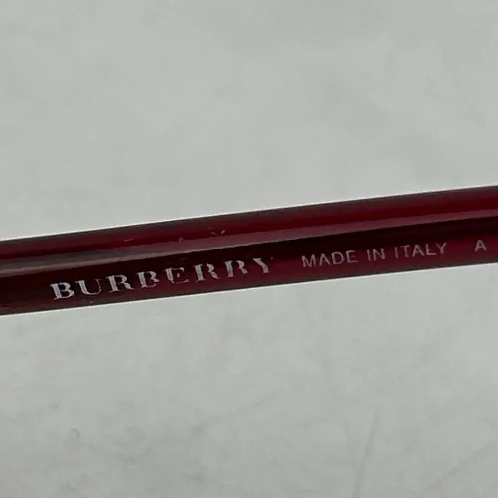 Burberry Eyeglasses B‎ 1157 1003 Size 52-17-135 Silver Maroon Rectangle Frames